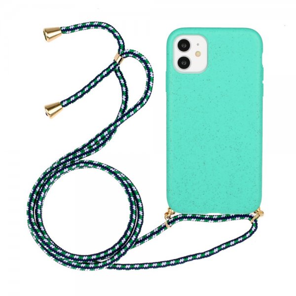 iPhone 11 Cover med Strop Cyan