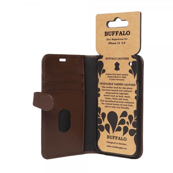 iPhone 12 Mini Etui Buffalo Löstagbart Cover Brun