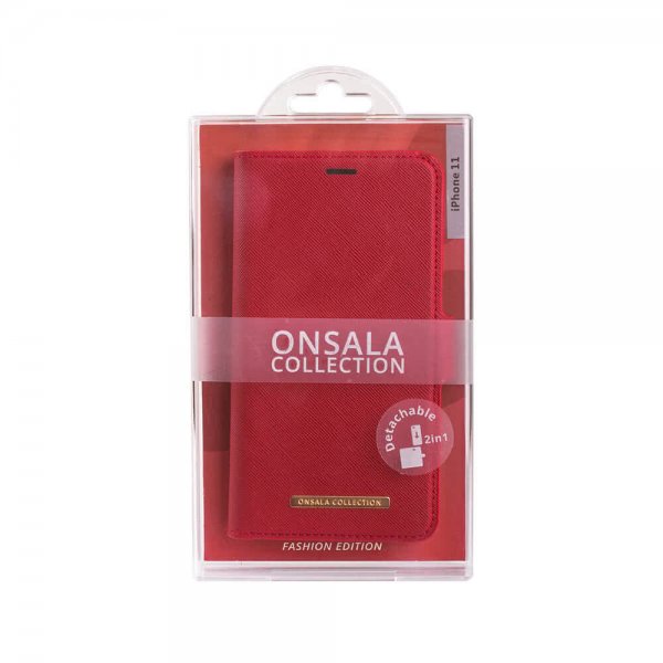 iPhone 12 Mini Etui Fashion Edition Löstagbart Cover Saffiano Red