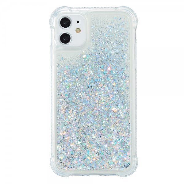 iPhone 12/iPhone 12 Pro Cover Flydende Glitter Sølv