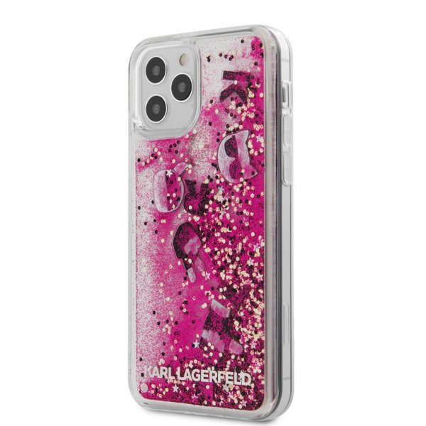 iPhone 12/iPhone 12 Pro Cover Liquid Glitter Charms Lyserød