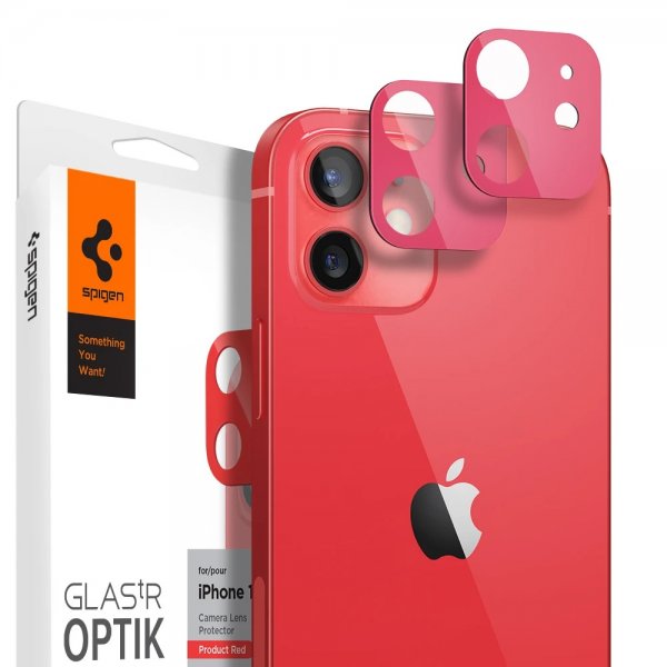 iPhone 12 Mini Kameralinsebeskytter Glas.tR Optik 2-pak Rød