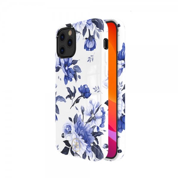 iPhone 12 Pro Max Cover Flower Series Hvid/Blå Blomma