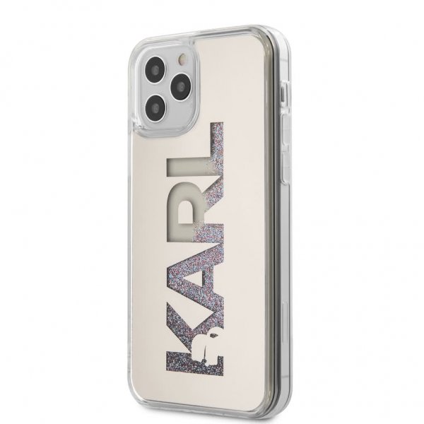 iPhone 12 Pro Max Cover Liquid Glitter Karl Sølv