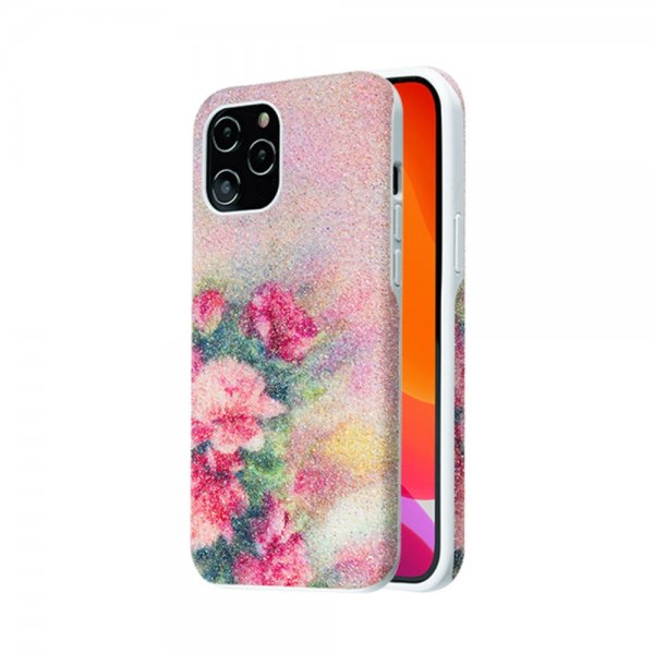 iPhone 12 Pro Max Cover Mønster Lyserød Blommor
