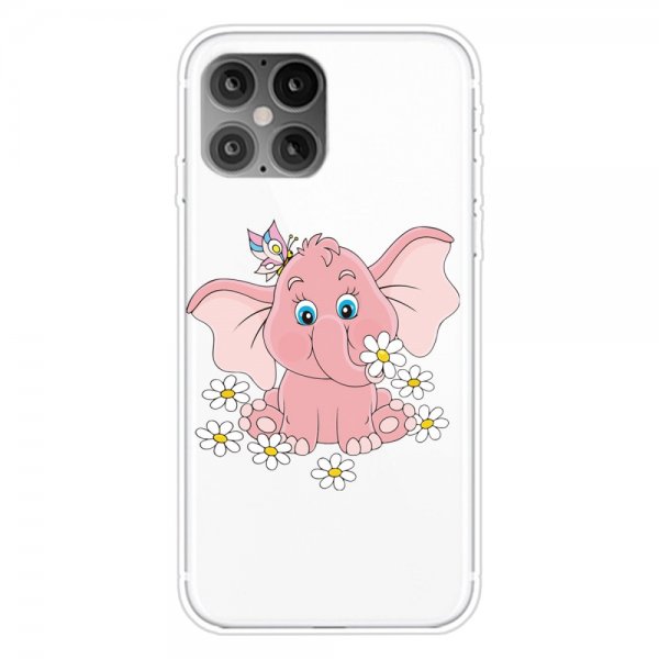 iPhone 12 Mini Cover Motiv Lyserød Elefant