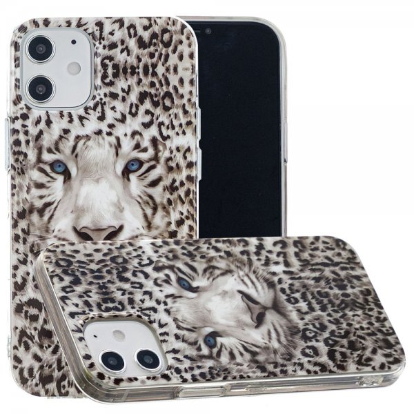 iPhone 12 Mini Cover Selvlysende Motiv Hvid Tiger
