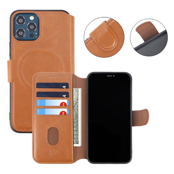 iPhone 12/iPhone 12 Pro Etui Udfoldelig Kortholder Brun