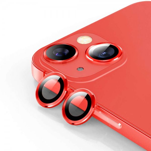 iPhone 13/iPhone 13 Mini Kameralinsebeskytter Hærdet Glas Rød