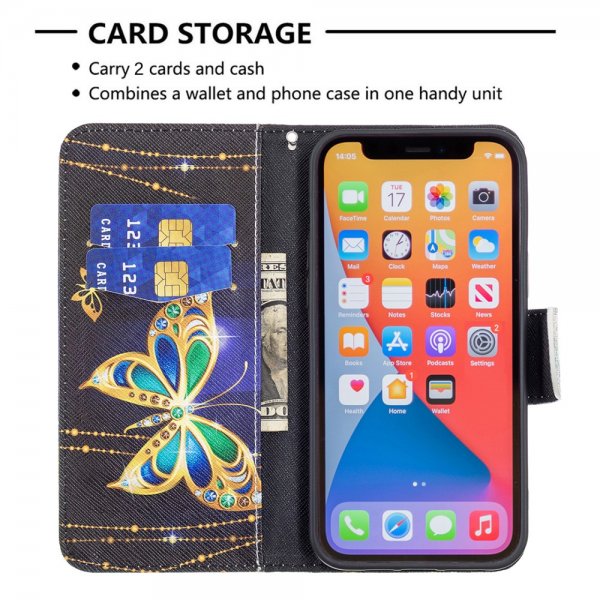 iPhone 13 Pro Etui Motiv Glitter Sommerfugle