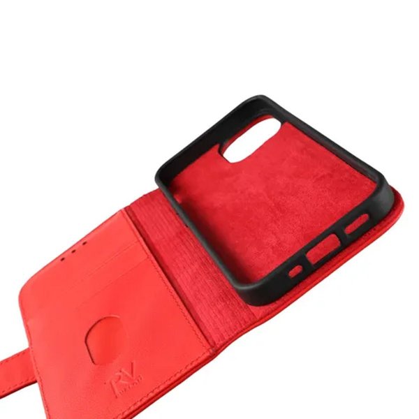 iPhone 13 Mini Etui Ægte Læder Rød