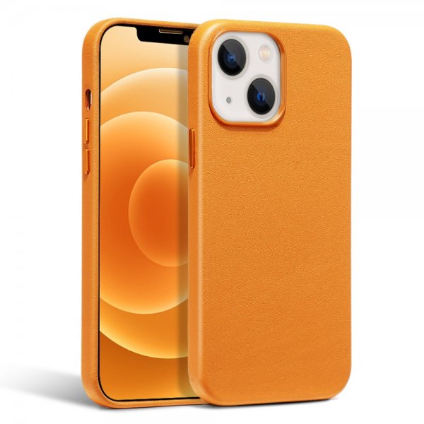 iPhone 13 Mini Cover Ægte Læder MagSafe Orange