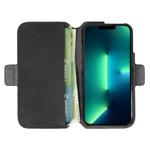 iPhone 13 Pro Max Etui Leather PhoneWallet Sort