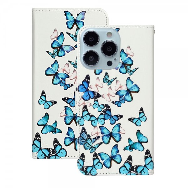 iPhone 13 Pro Max Etui Motiv Blå Sommerfugle