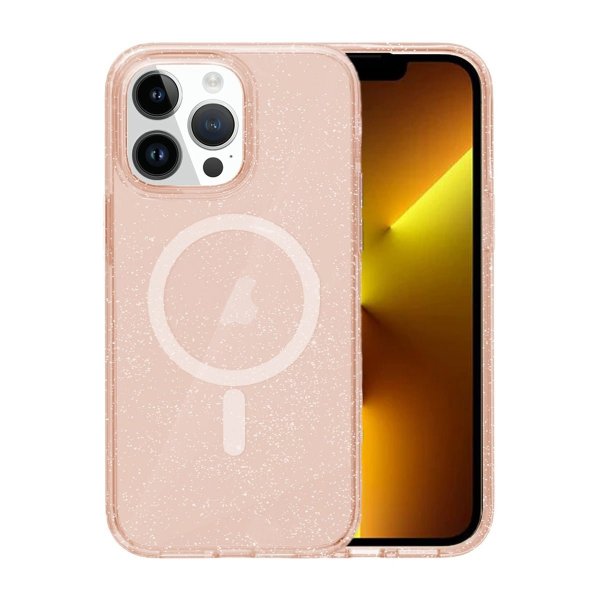 iPhone 13 Pro Max Cover Glitter MagSafe Guld