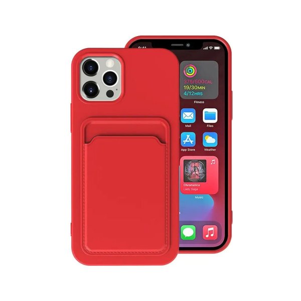 iPhone 13 Pro Max Cover Kortholder Rød