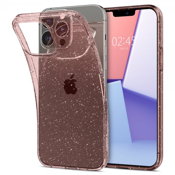 iPhone 13 Pro Max Cover Liquid Crystal Glitter Rose Quartz