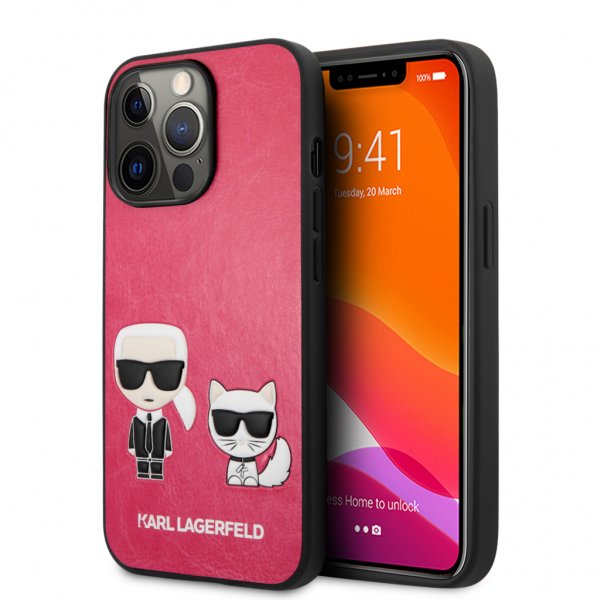 iPhone 13 Pro Cover Karl & Choupette Embossed Fuschia