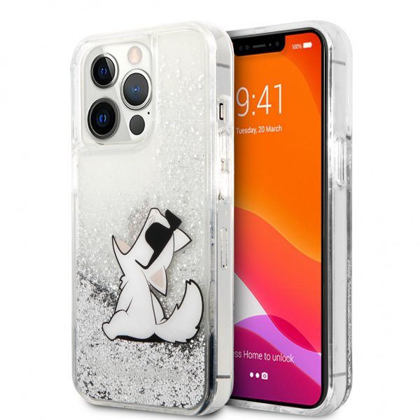 iPhone 13 Pro Cover Liquid Glitter Sølv