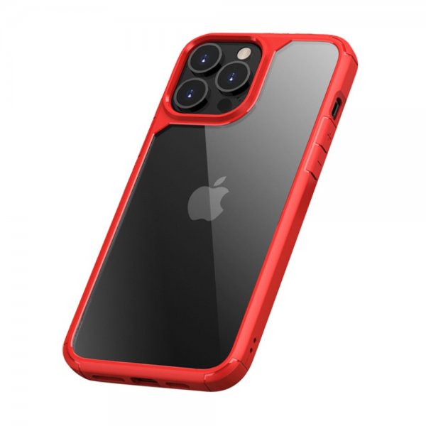 iPhone 13 Pro Cover Transparent Bagside Stødabsorberende Rød