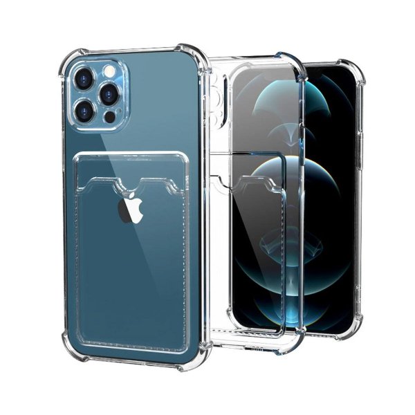 iPhone 13 Pro Cover Kortholder Stødabsorberende Transparent