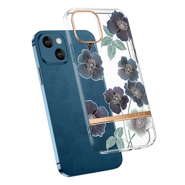 iPhone 13 Cover Blomstermønster Blå