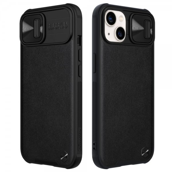iPhone 13 Cover CamShield Leather Sort