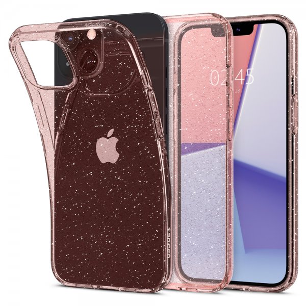 iPhone 13 Cover Liquid Crystal Glitter Rose Quartz