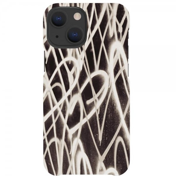 iPhone 13 Cover Plantebaseret Graffiti Heart Black White