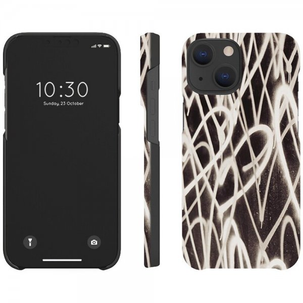 iPhone 13 Cover Plantebaseret Graffiti Heart Black White