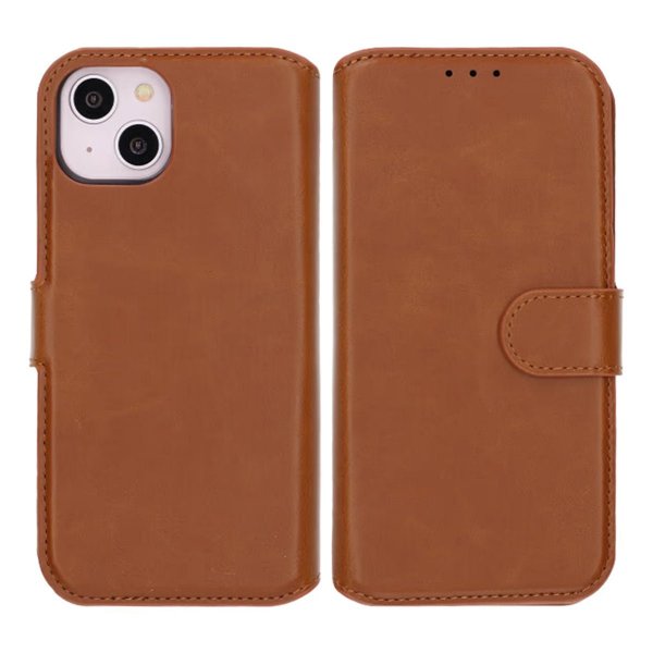iPhone 13/iPhone 14 Etui Detachable Wallet Case Brun