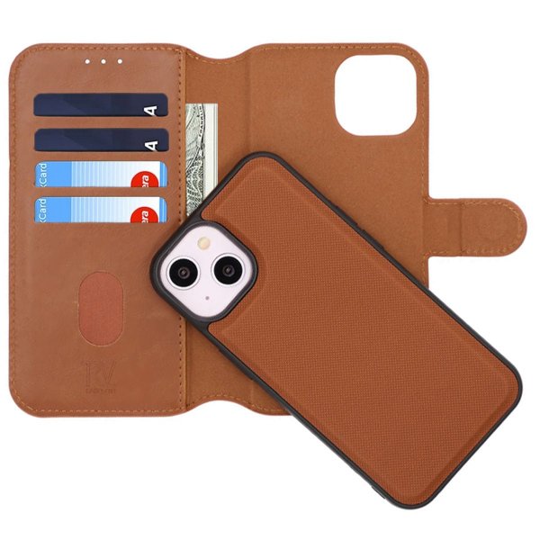 iPhone 13/iPhone 14 Etui Detachable Wallet Case Brun