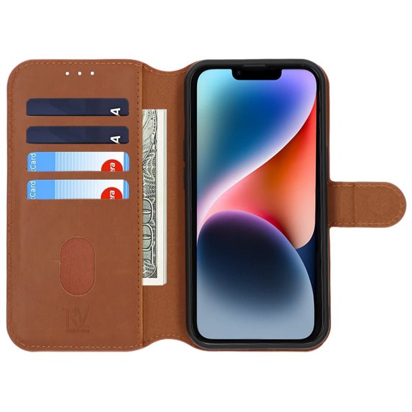 iPhone 13/iPhone 14 Etui Detachable Wallet Case Brun