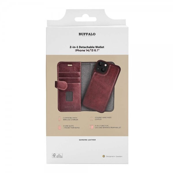 iPhone 13/14/15 Etui 2-in-1 Detachable Wallet Brun