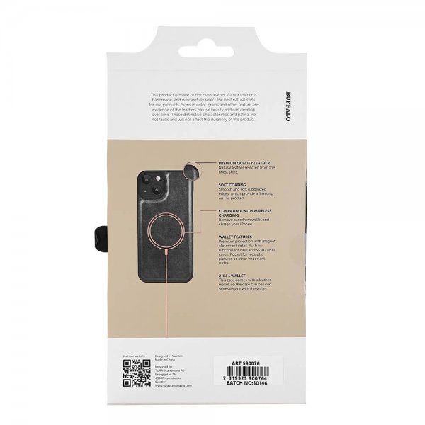 iPhone 13/14/15 Etui 2-in-1 Detachable Wallet Sort