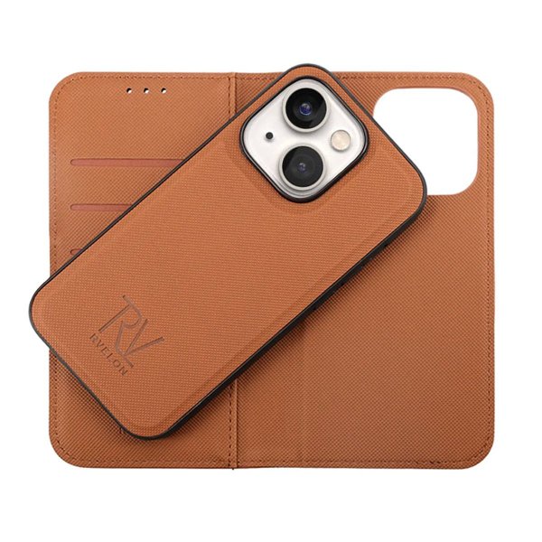 iPhone 14 Etui Detachable Wallet Case Brun