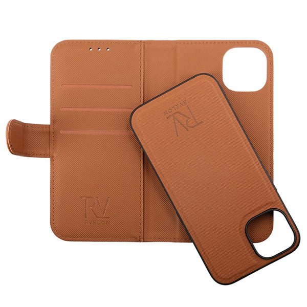iPhone 14 Etui Detachable Wallet Case Brun
