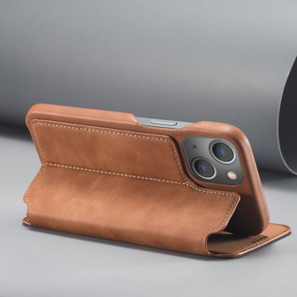 iPhone 14 Plus Etui Flip Lysebrun