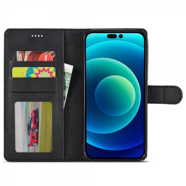 iPhone 14 Plus Etui med Kortholder Stativfunktion Sort