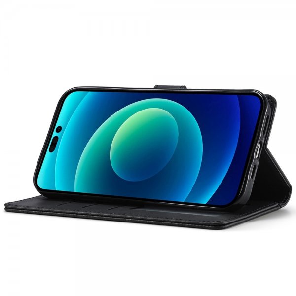 iPhone 14 Plus Etui med Kortholder Stativfunktion Sort