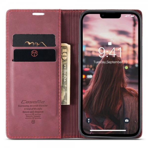 iPhone 14 Plus Etui Retro Flip Rød