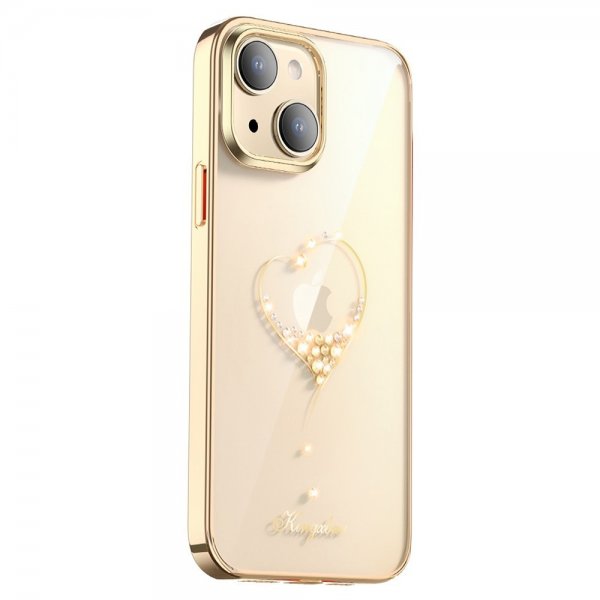iPhone 14 Plus Cover Hjertemønster Guld