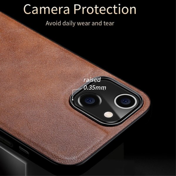iPhone 14 Plus Cover Lædertekstur Brun