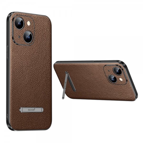 iPhone 14 Plus Cover med Stativ Brun