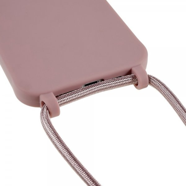 iPhone 14 Plus Cover med Strop Mørkerosa