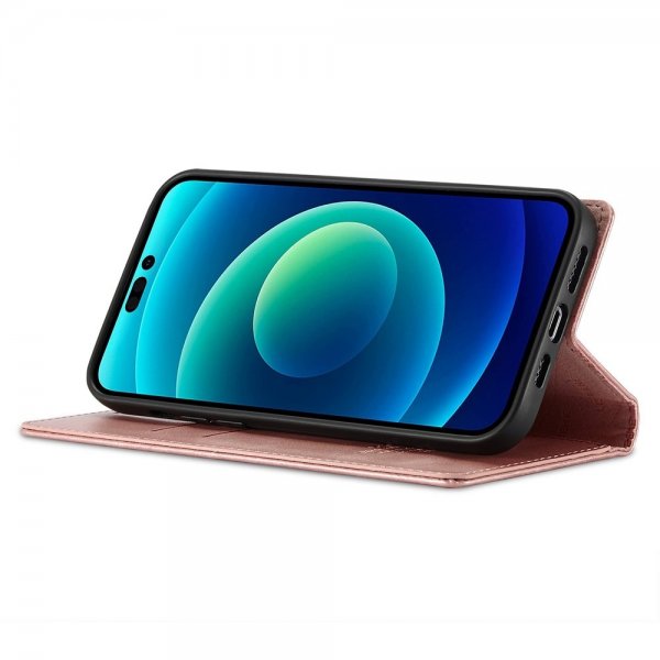 iPhone 14 Pro Etui med Kortholder Flip Lyserød