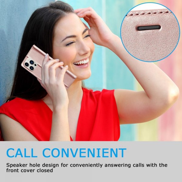 iPhone 14 Pro Etui med Kortholder Flip Lyserød