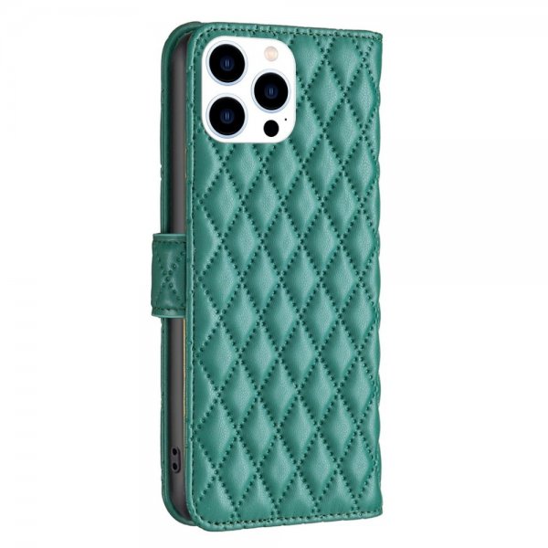 iPhone 14 Pro Etui Rombemønster Grøn
