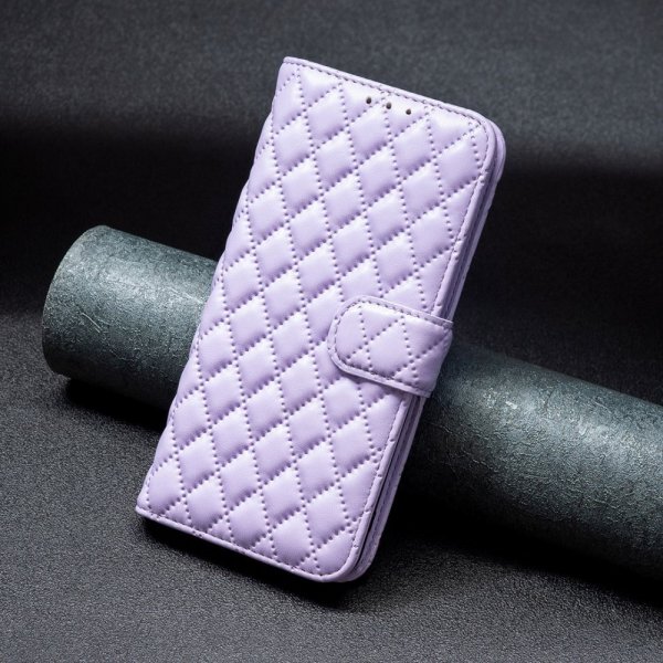 iPhone 14 Pro Etui Rombemønster Lilla