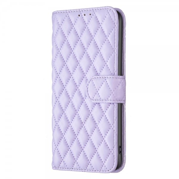 iPhone 14 Pro Etui Rombemønster Lilla